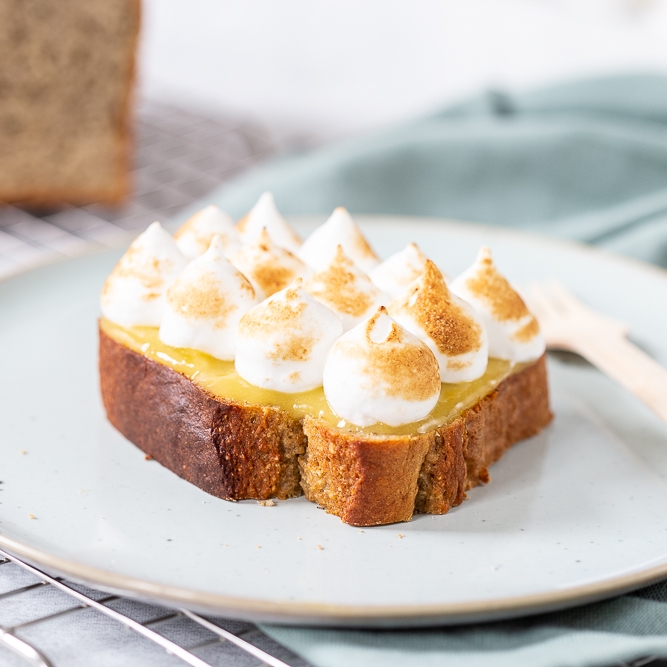 Bananenbrood lemon meringue gebakje