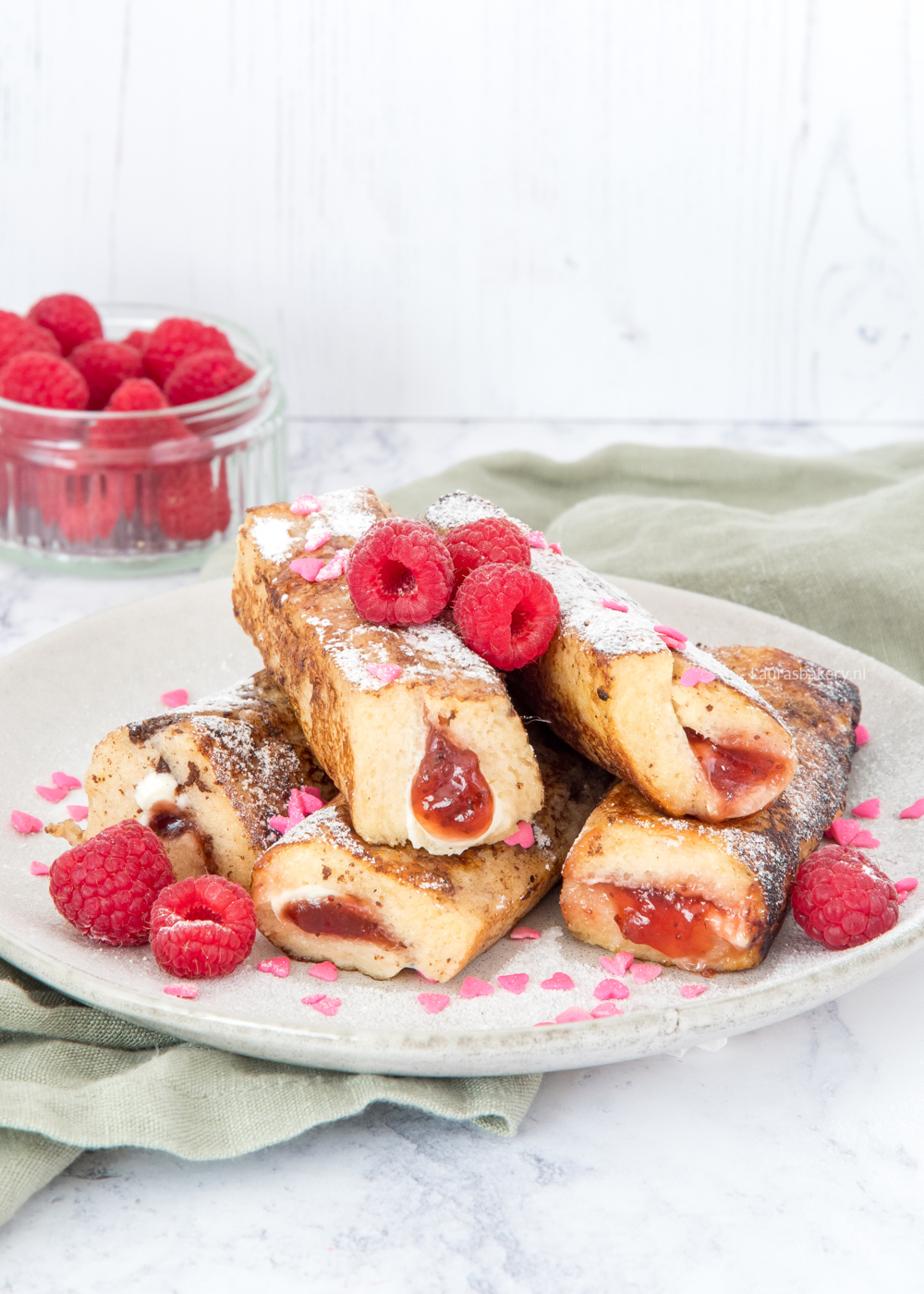 Frambozen cheesecake wentelteefjes