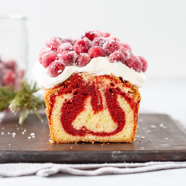 Kerst marmercake met gesuikerde cranberry's