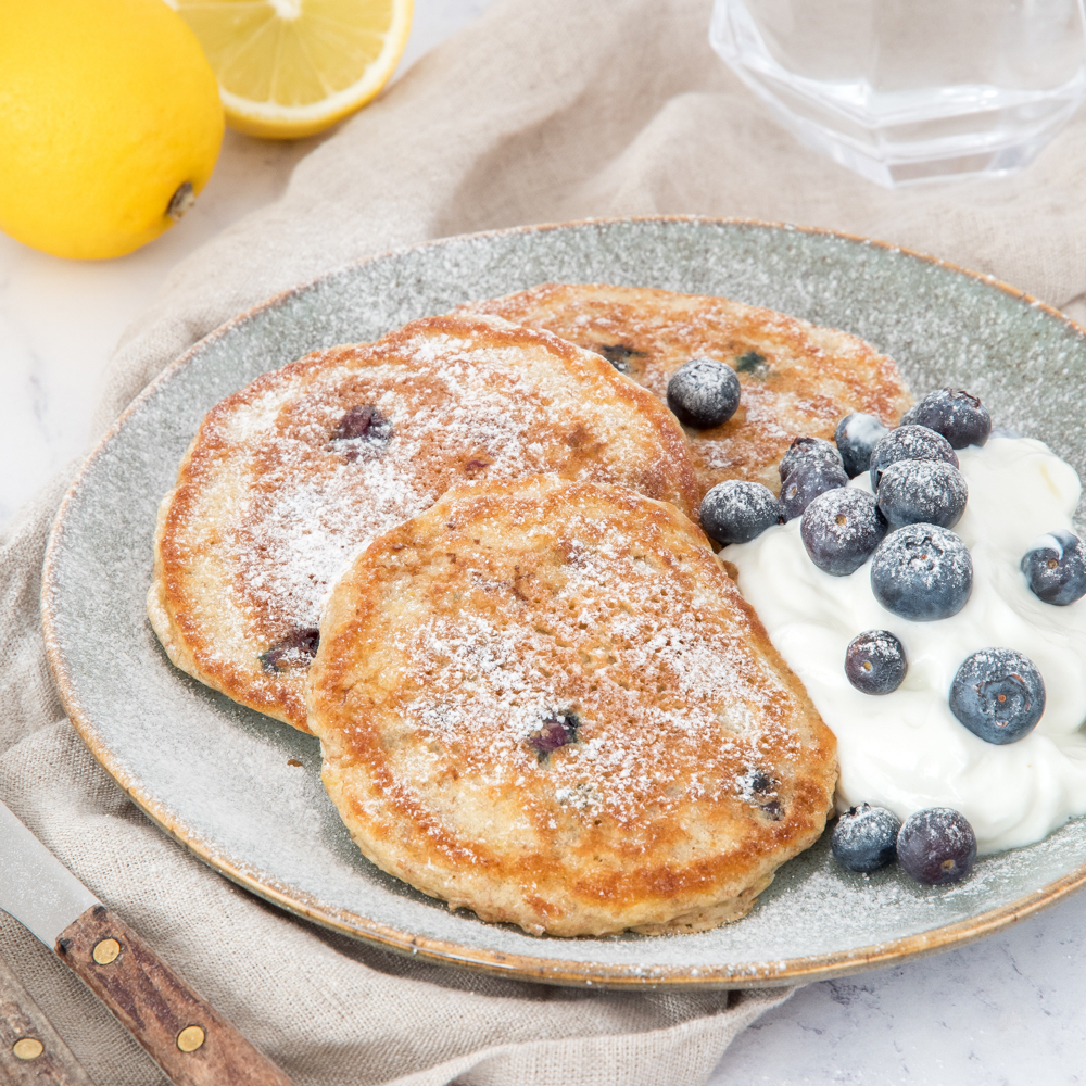 Havermout ontbijt recepten - Volkoren blueberry-lemon pancakes