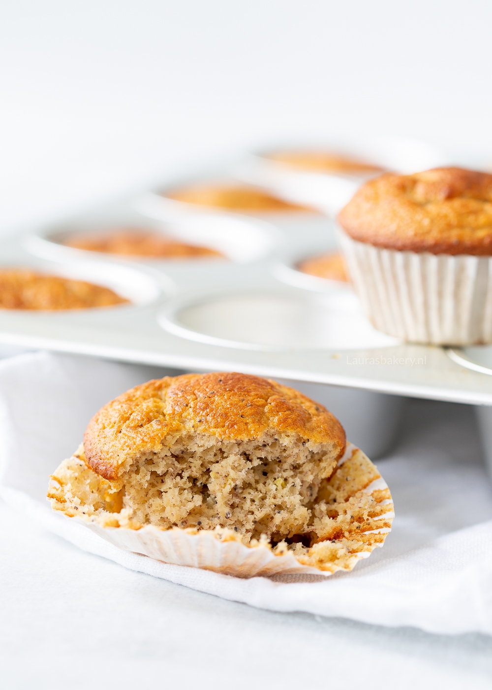 Citroen-maanzaad bananenbrood muffins