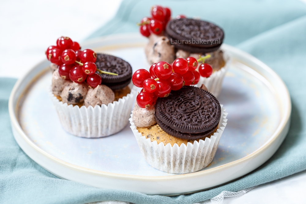 Oreo cupcakes met aalbessen