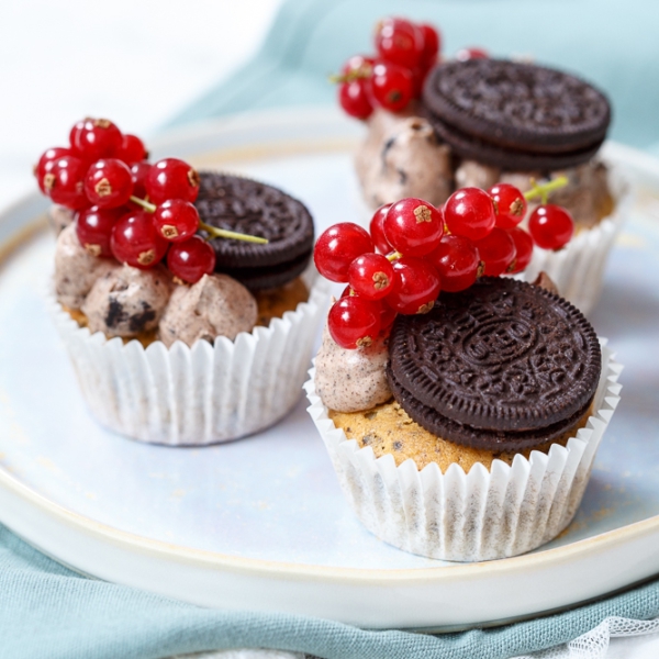 Oreo cupcakes met aalbessen