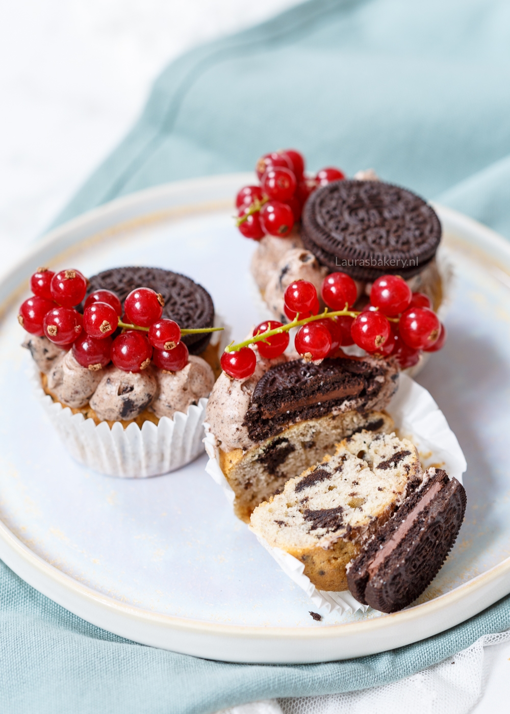 Oreo cupcakes met aalbessen