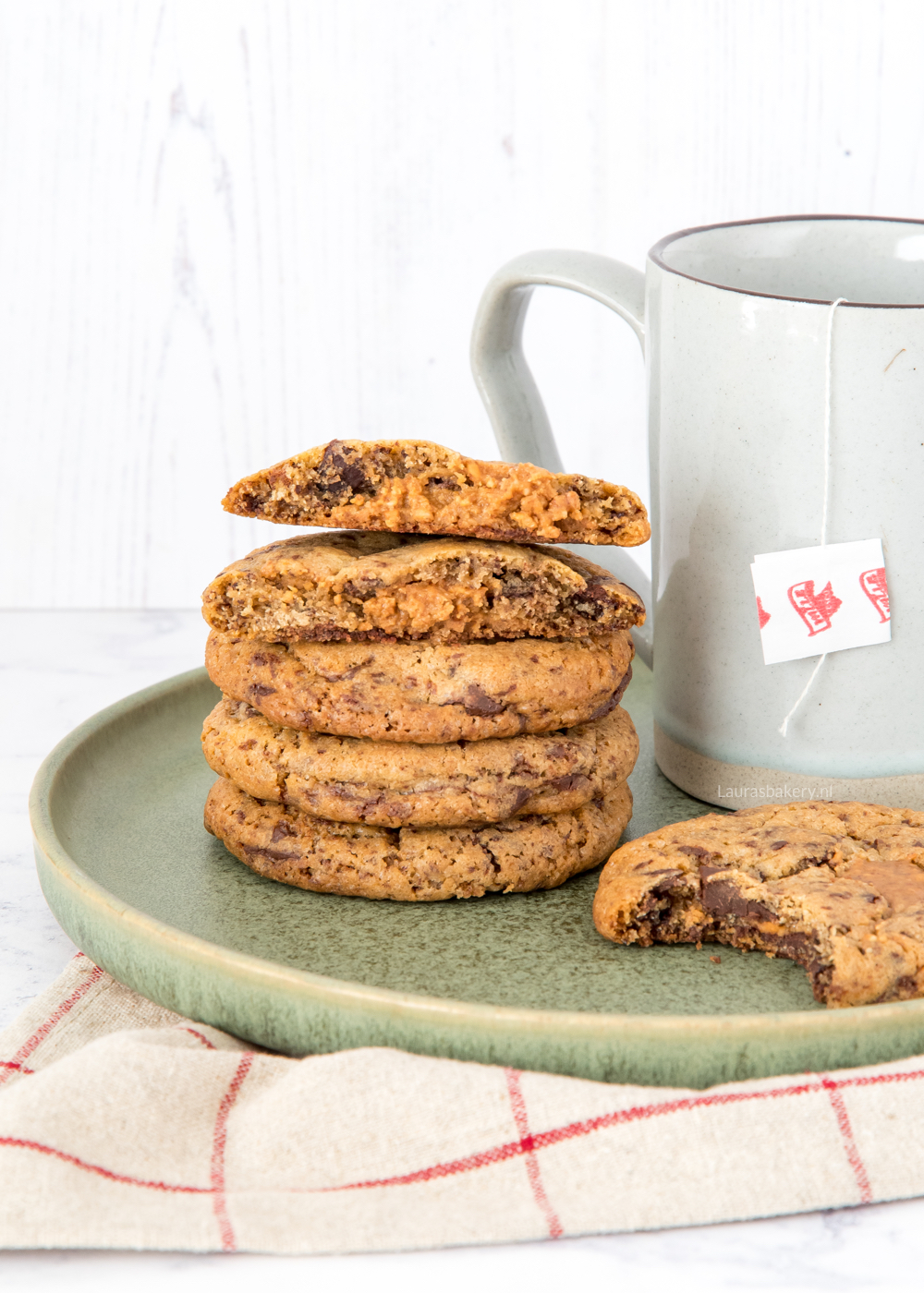 Chocolate chip koeken met pindakaas