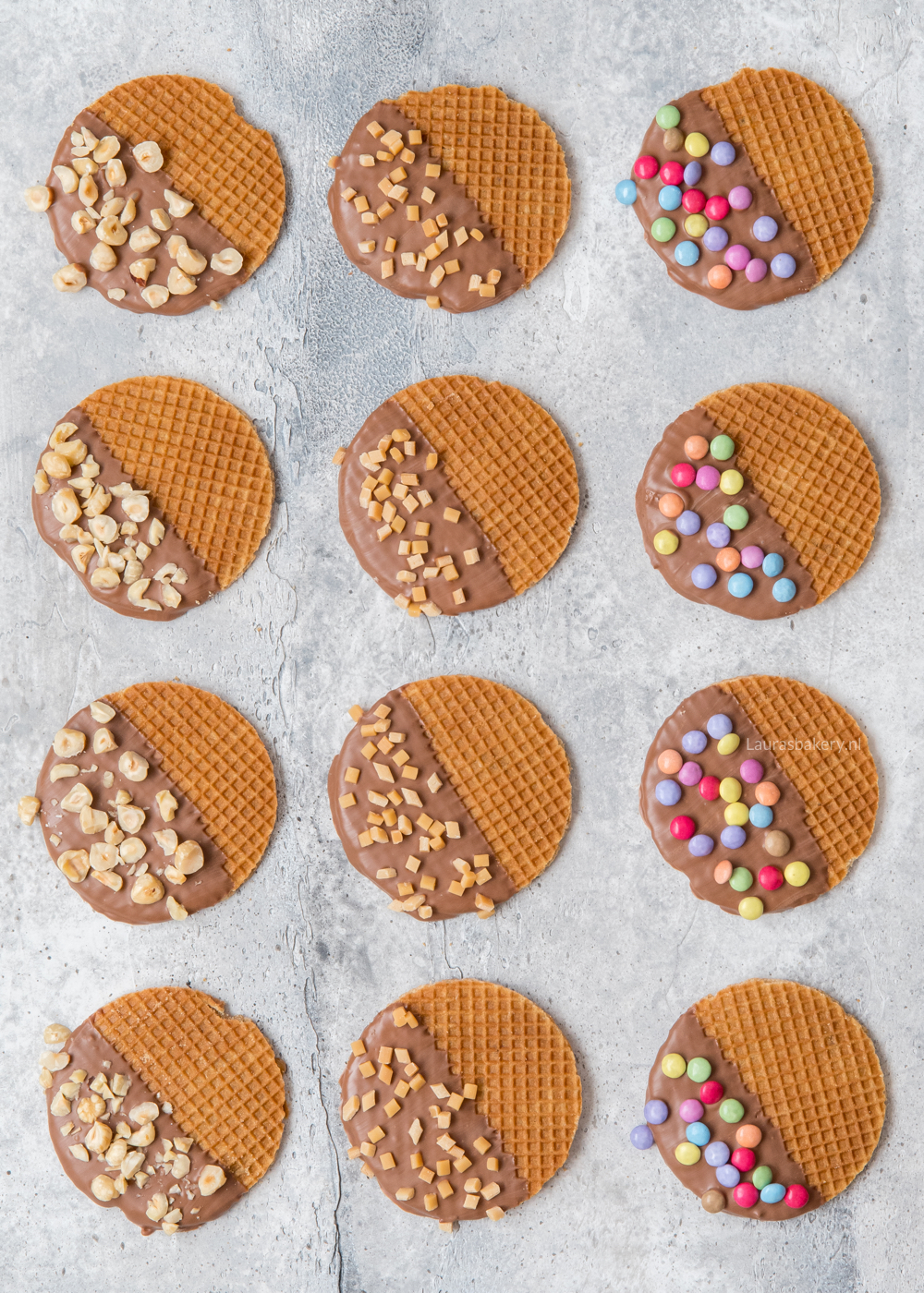 Versierde chocolade stroopwafels