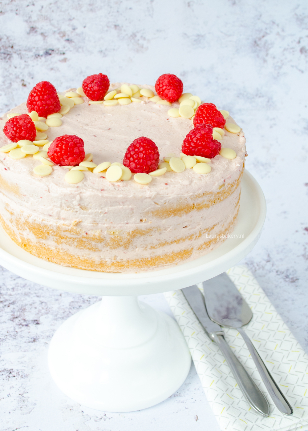 frambozen witte chocolade taart