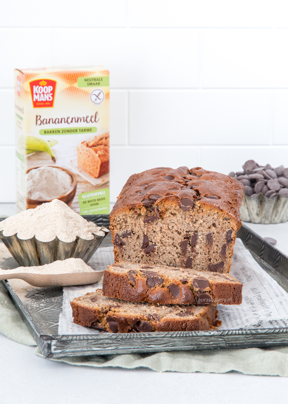 Glutenvrije chocolate chip cake met bananenmeel-1a