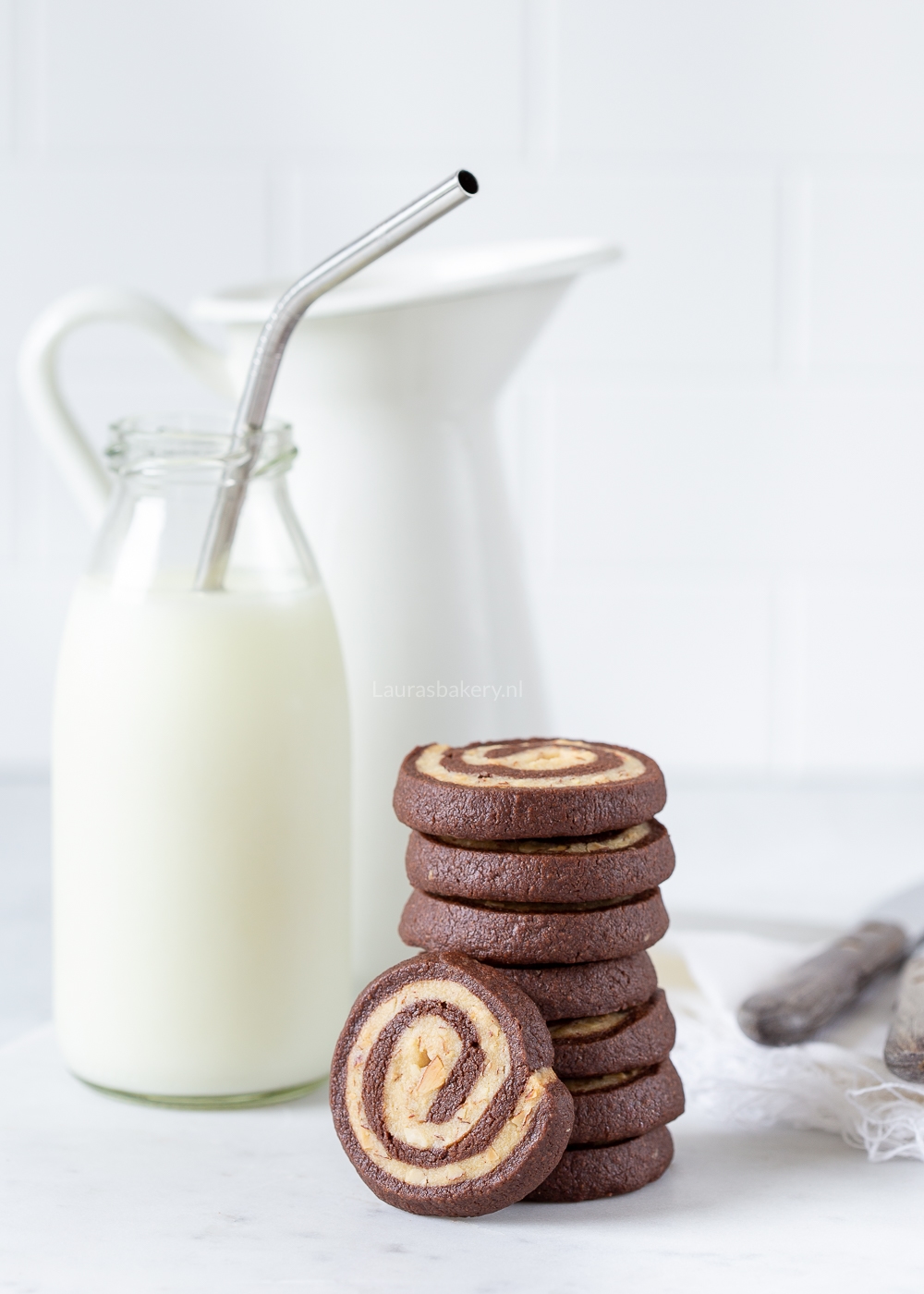 Chocolade-amandel shortbread swirl koekjes (2)