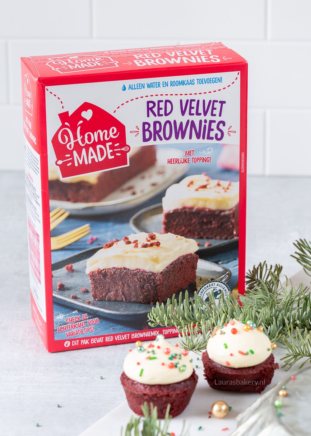 Red velvet brownie bites met witte chocolade