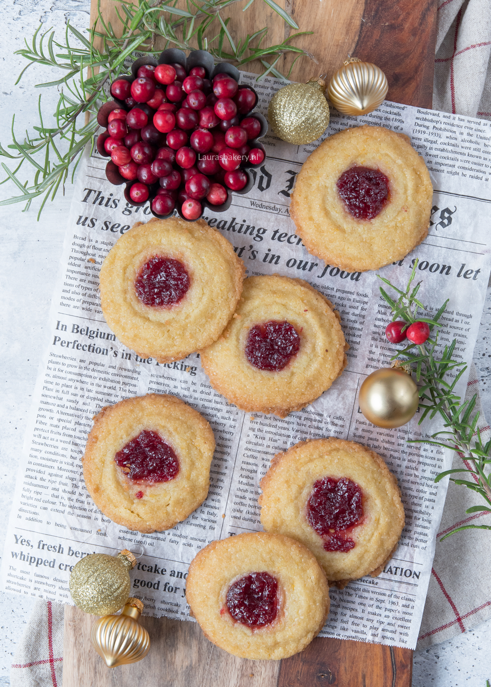 Sinaasappel cranberry thumbprint koekjes