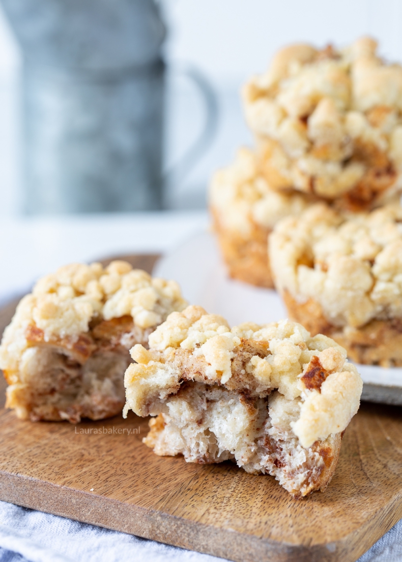 Wentelteefjes muffins met crumble