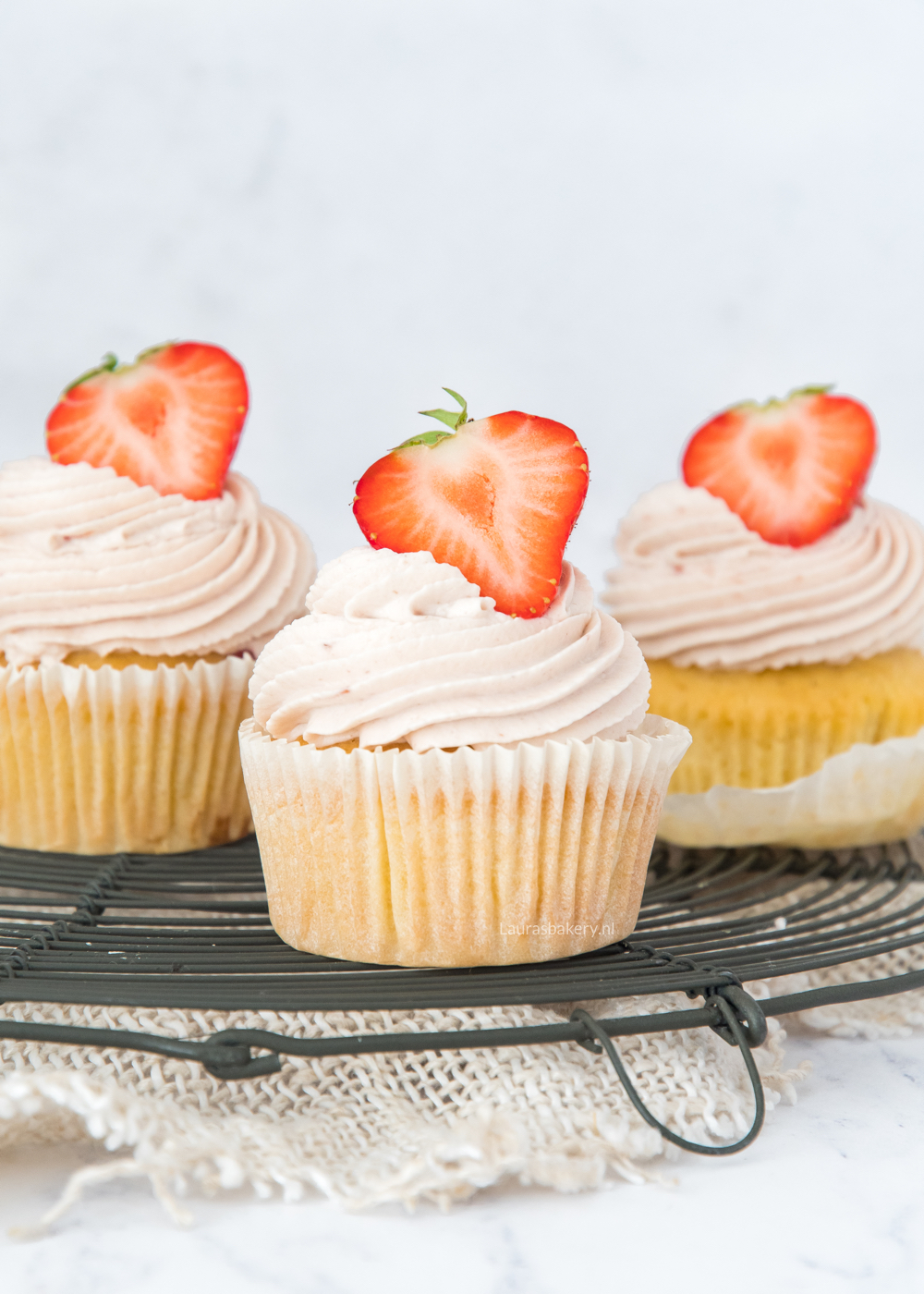 aardbeien cupcakes met toef