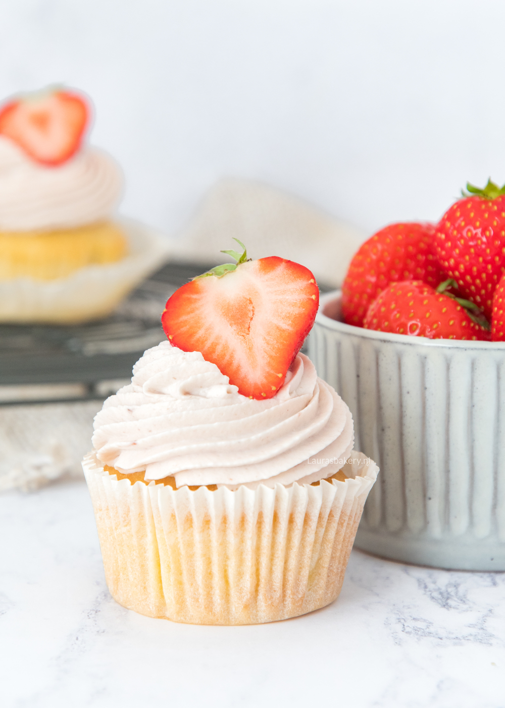 Aardbeien cupcakes