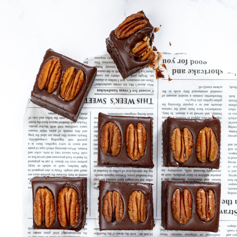 Pecannoten brownies met koffielikeur ganache