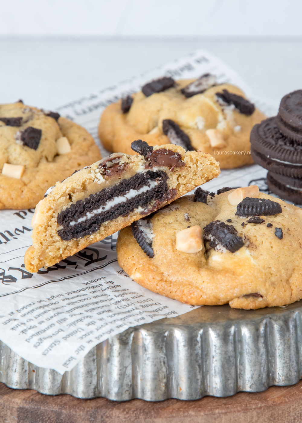 Gevulde Oreo chocolate chip koeken
