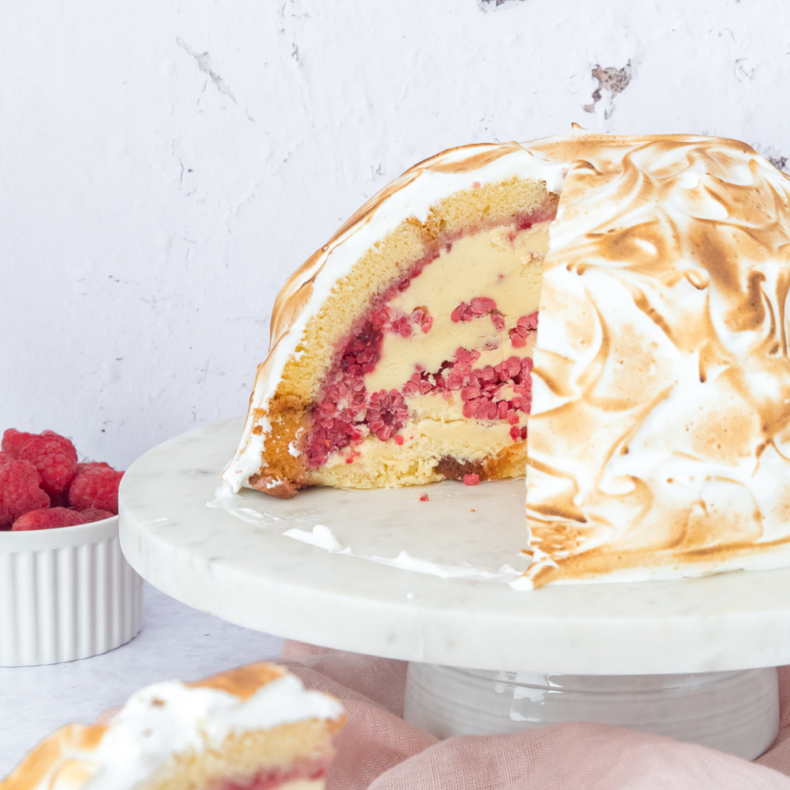 Baked Alaska met frambozen