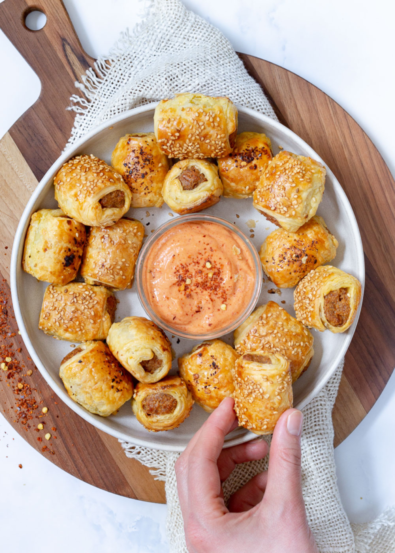 Pittig gehakt in bladerdeeghapje