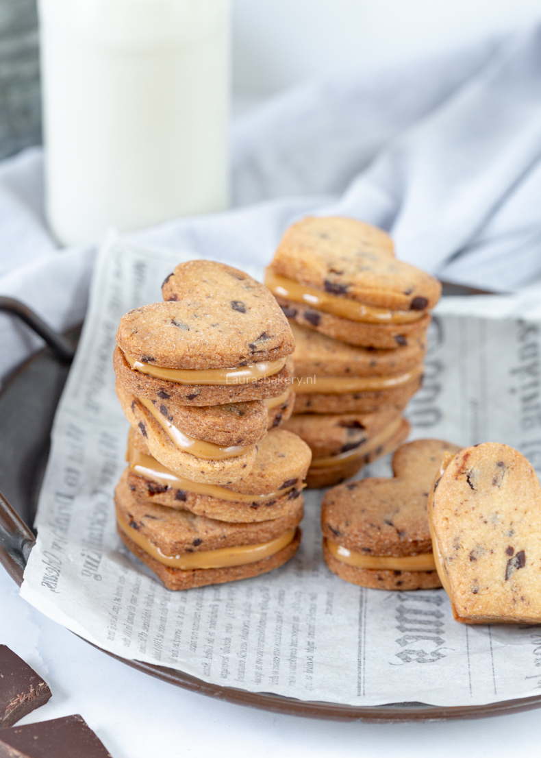 Chocolate chip cookies sandwich met speculoos