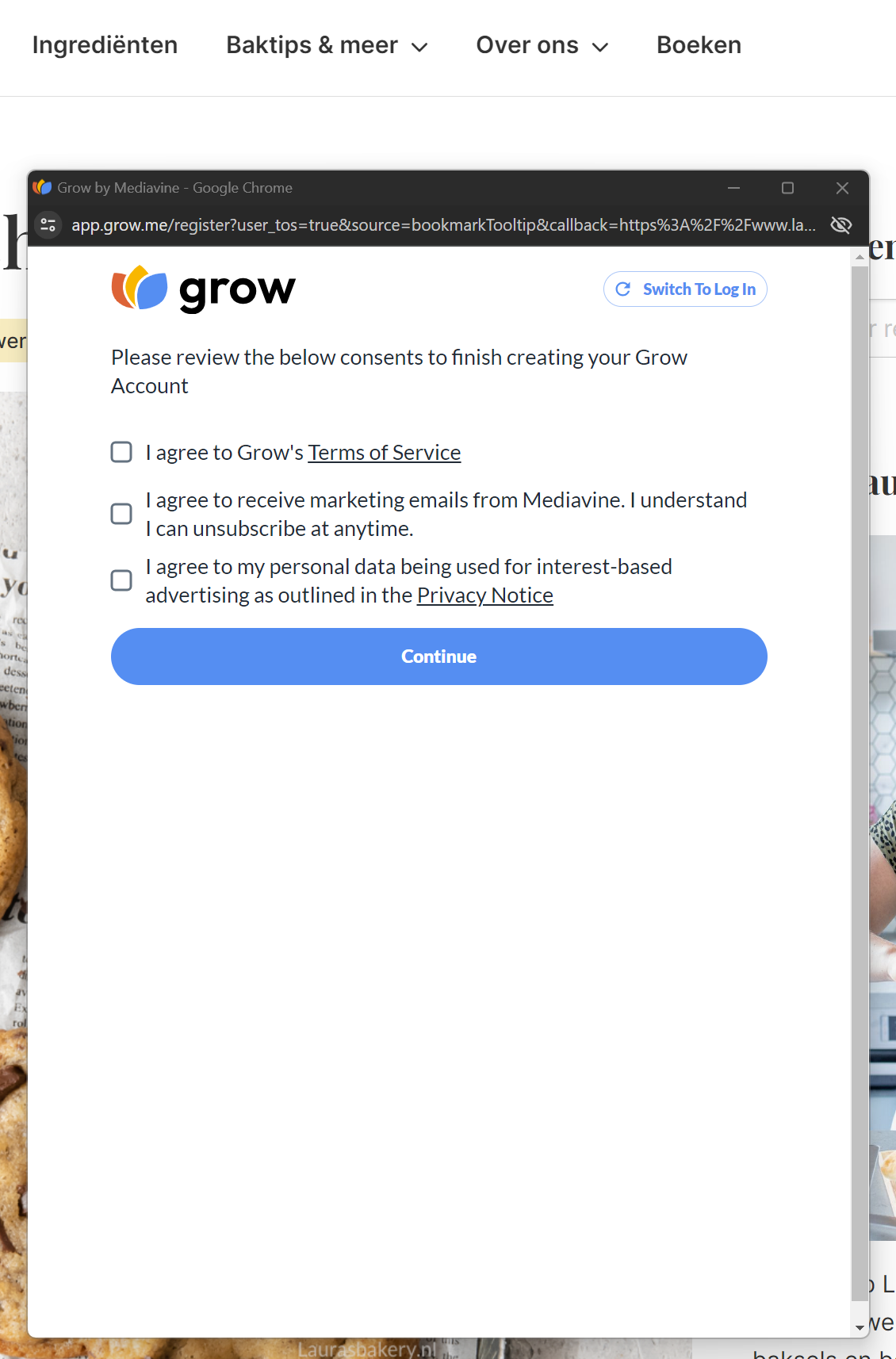 Grow stap 4 account aanmaken