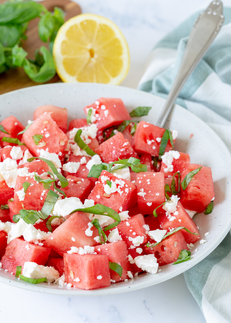 Watermeloen feta salade