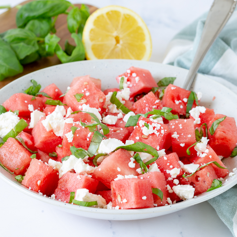 Watermeloen-feta salade