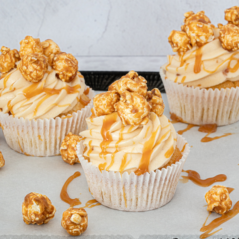 Caramel popcorn cupcakes