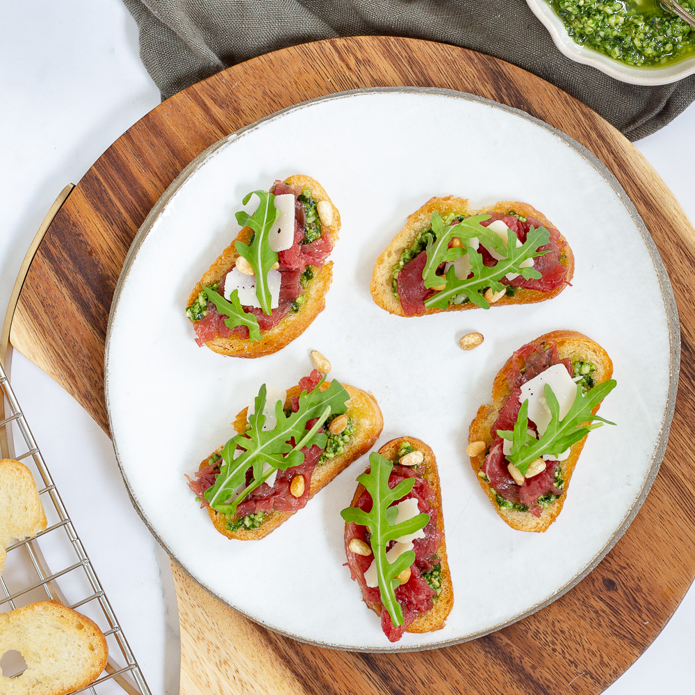 Carpaccio crostini recept