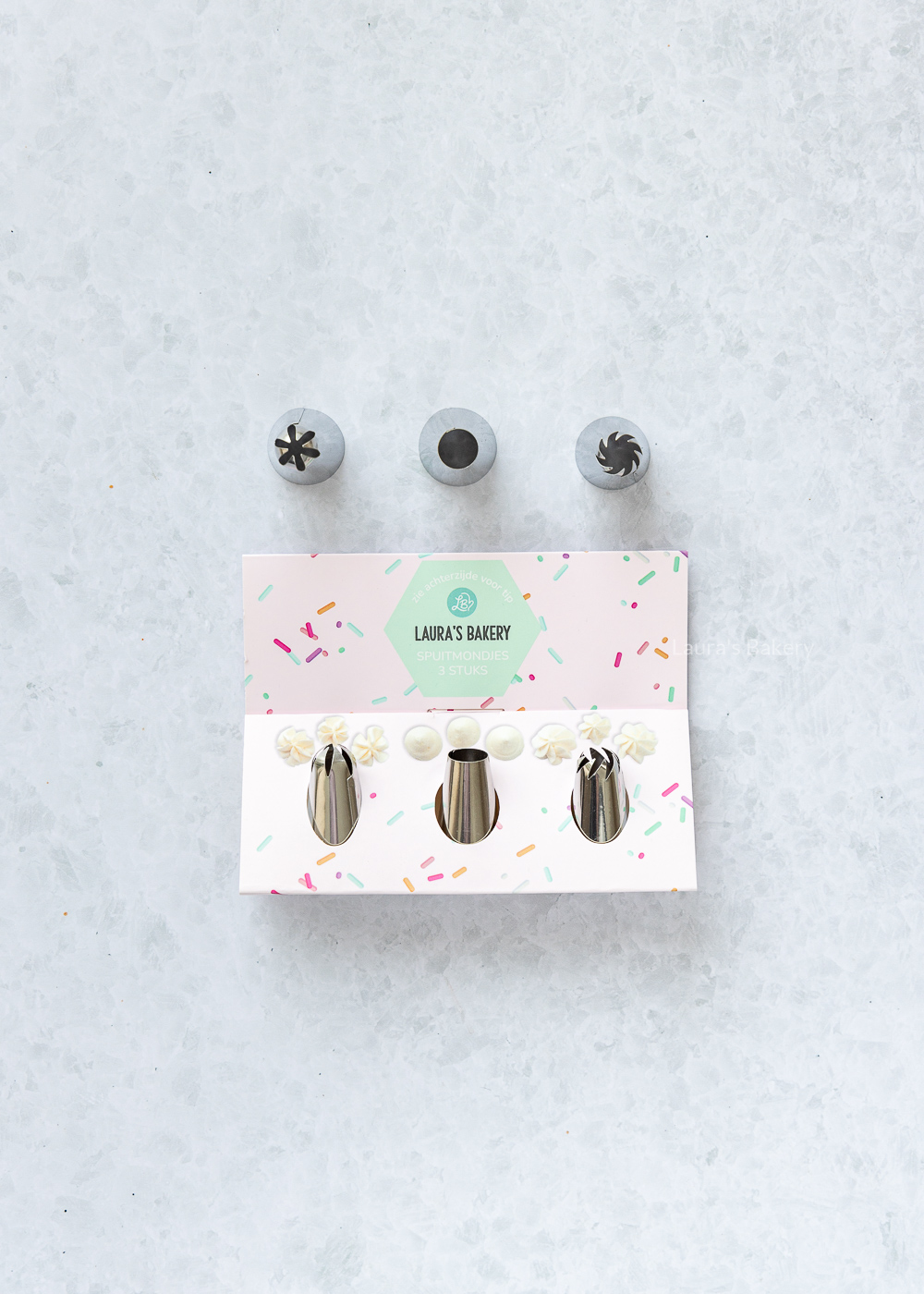 Spuitmondjes set van 3 (twee soorten) 
